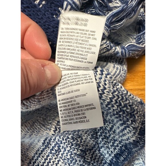 American Eagle Fringe Cardigan Sweater Boho Tribal Open Front Aztec Blanket Sz S - Picture 8 of 11